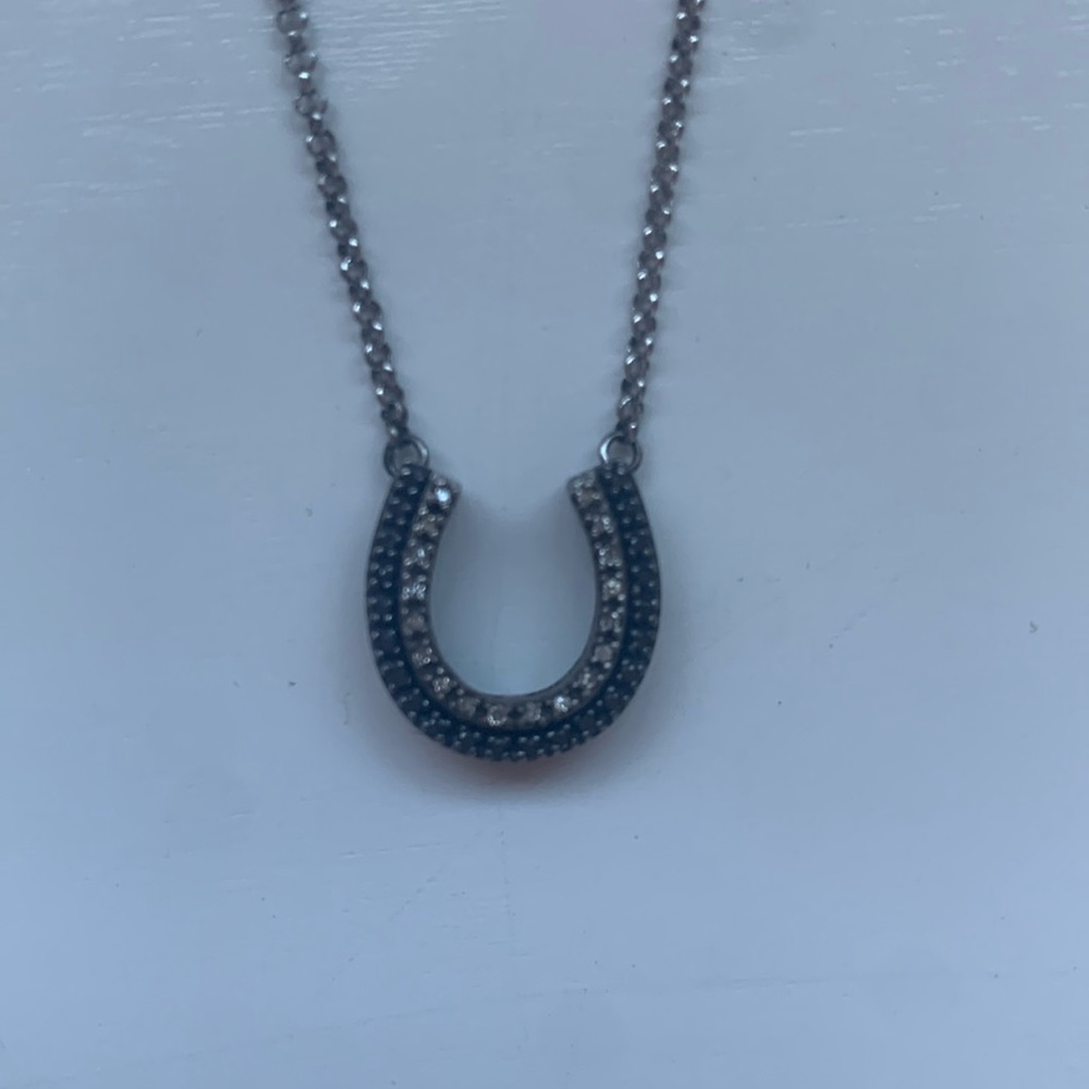 Black diamond horseshoe necklace